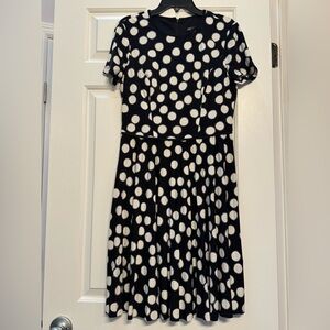 Maggy London Black Dress with Cream Polka Dots